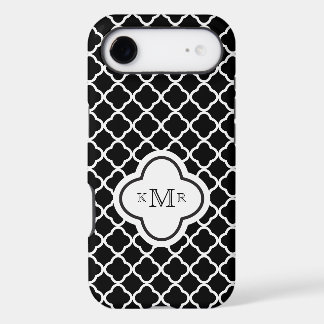 Quatrefoil Black White Pattern Stylish Monogram