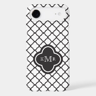 Quatrefoil Black White Pattern Stylish Monogram