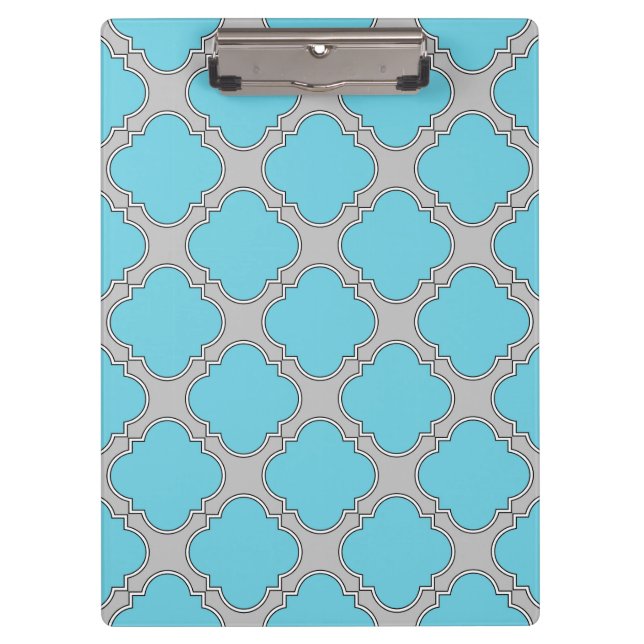 Quatrefoil blue and grey clipboard (Front)