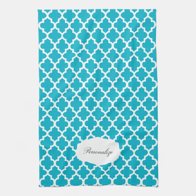 Quatrefoil Blue & White | DIY Colour Kitchen Towel (Vertical)