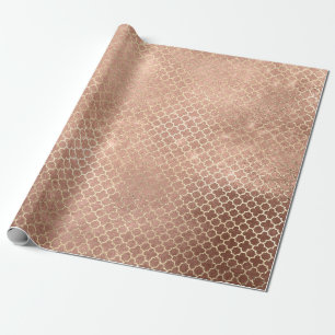 Quatrefoil Bride 16th Rose Gold Blush Bridal Cotta Wrapping Paper