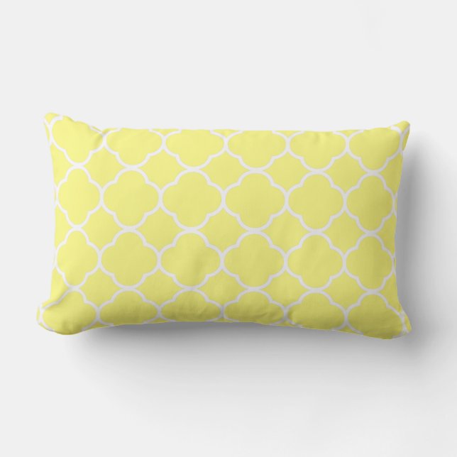 Quatrefoil Butter Yellow Home Decor Stylish Modern Lumbar Pillow (Front)