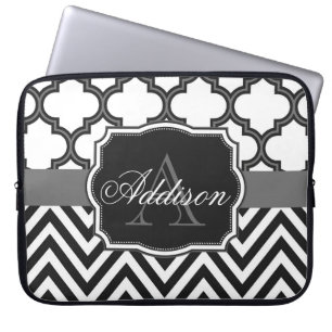Quatrefoil Chevron Monogram Laptop Sleeve
