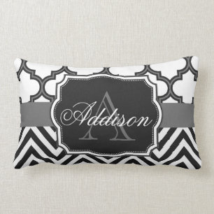 Quatrefoil Chevron Monogram Lumbar Pillow
