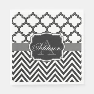 Quatrefoil Chevron Monogram Napkin