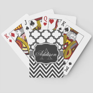 Quatrefoil Chevron Monogram Playing Cards