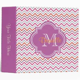 Quatrefoil Chevron Trendy Orchid Orange Grey Pink Binder