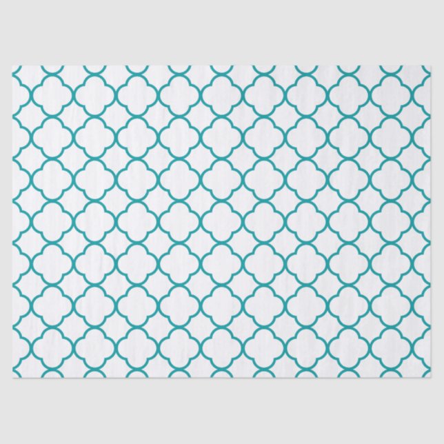 Quatrefoil Clover Pattern: Teal Tissue Paper (Front)