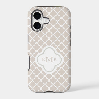 Quatrefoil Cream Latte Pattern Stylish Monogram