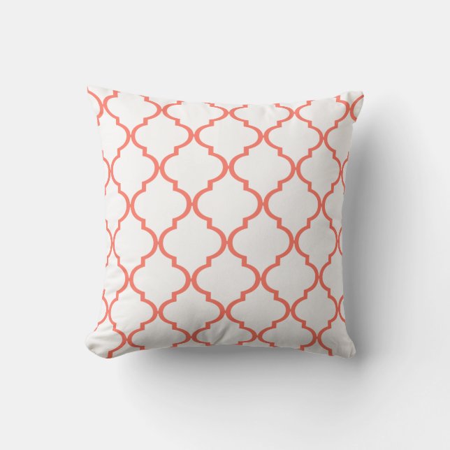 Quatrefoil DIY CHOOSE YOUR OWN COLOR | peach Throw Pillow (Front)