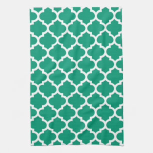 Quatrefoil Emerald Green Kitchen Towels