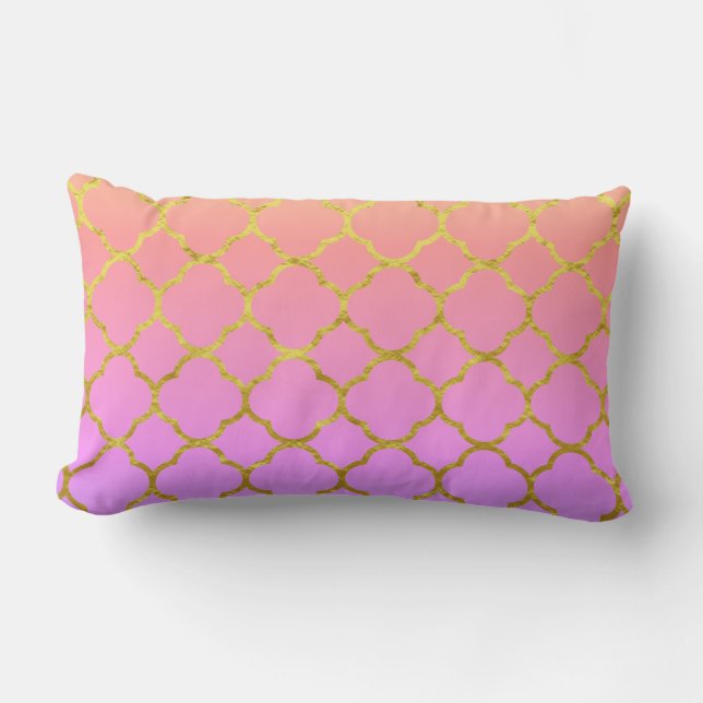Quatrefoil Foil Pattern Rose Gold Pink Purple 2020 Lumbar Pillow (Front)