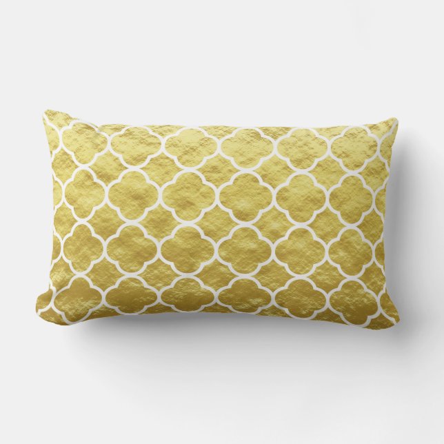 Quatrefoil Gold Foil Lattice Patterns Sparkly 2020 Lumbar Pillow (Front)