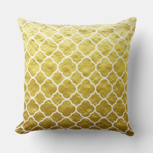 Quatrefoil Gold Foil Lattice Patterns Sparkly Cool Throw Pillow