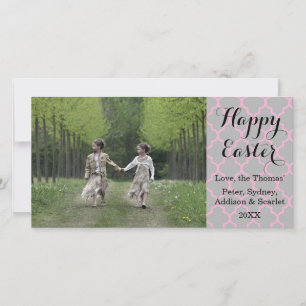 Quatrefoil Happy Easter Photo Card