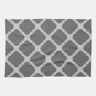 Quatrefoil in shades of grey kitchen towel