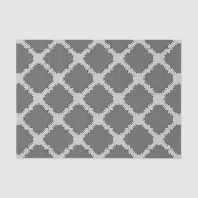 Quatrefoil in shades of grey tissue paper (Front)