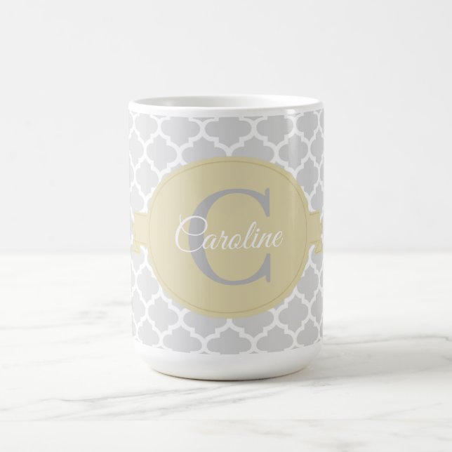 Quatrefoil Jaune Mug de café personnalisée (Centre)