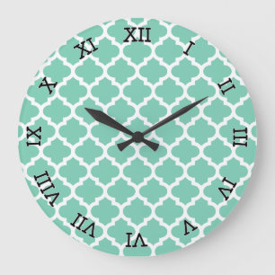 Quatrefoil Lattice Trellis Pattern Any Colour Large Clock