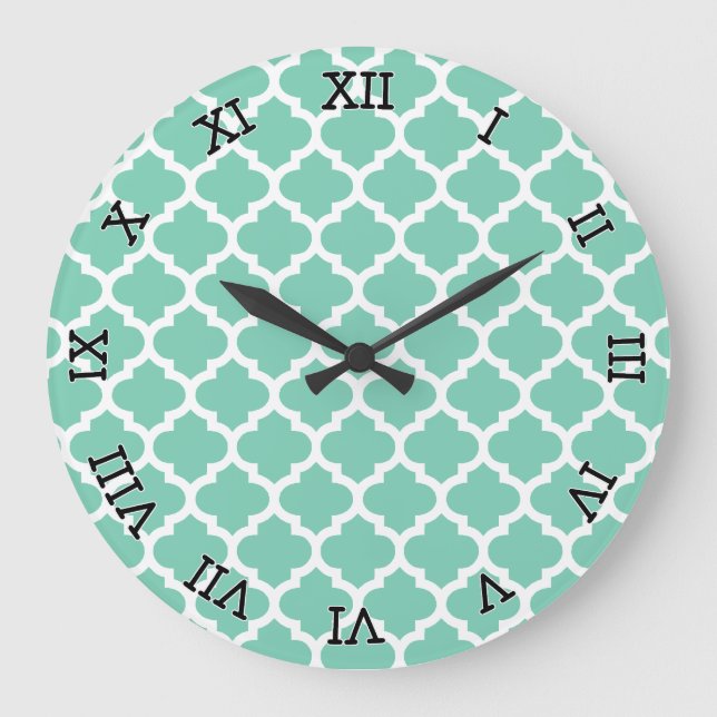 Quatrefoil Lattice Trellis Pattern Any Colour Large Clock (Front)
