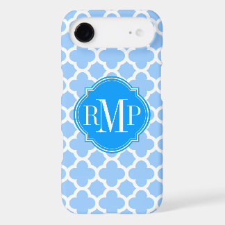 Quatrefoil Light Blue and White Pattern Monogram