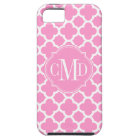 Quatrefoil Light Pink and White Pattern Monogram