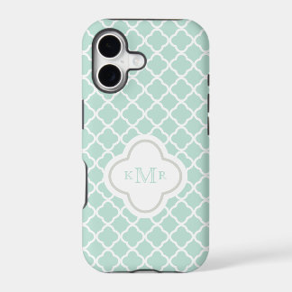 Quatrefoil Mint White Pattern Stylish Monogram
