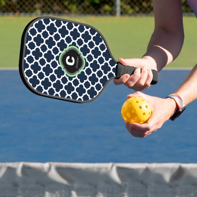 Quatrefoil Monogram Name Pickleball Paddle (Insitu)