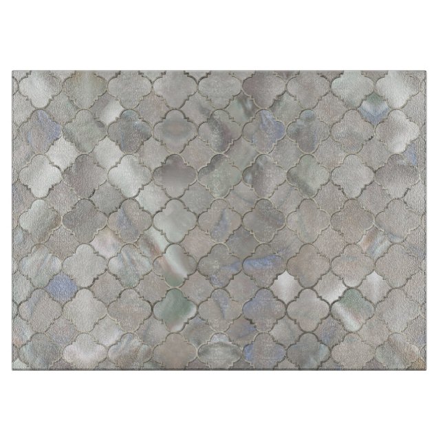 Quatrefoil Moroccan Pattern Mother of Pearl Cutting Board (Front)