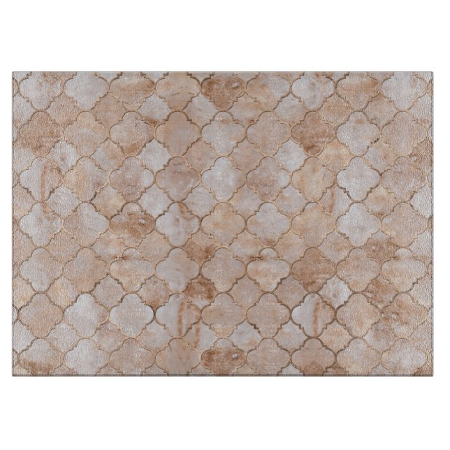 Quatrefoil Moroccan Pattern Pastel  Quartz Cutting Board (Front)
