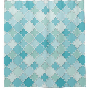 Quatrefoil Motif in Pastel Blue Aqua and Turquoise