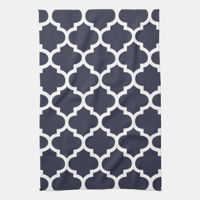 Quatrefoil Navy Blue Kitchen Towels (Vertical)
