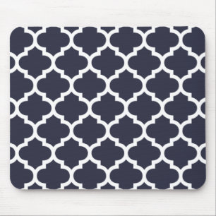 Quatrefoil Navy Blue Mouse Pad
