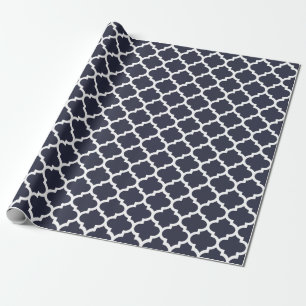 Quatrefoil Navy Blue Wrapping Paper