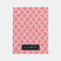 Quatrefoil noir et corail | Couverture polaire
