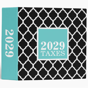 Quatrefoil noir et turquoise Classeur fiscal mûr