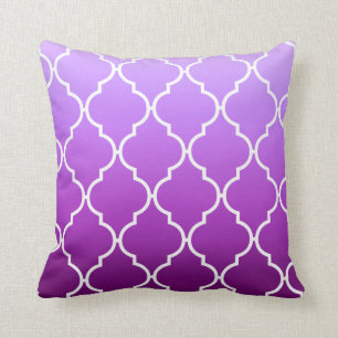 Quatrefoil Ombre Geometric purple Throw Pillow