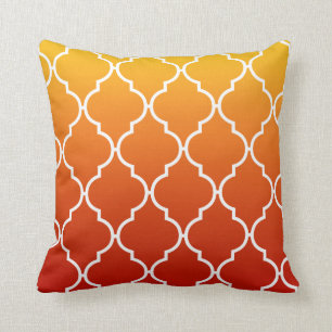 Quatrefoil Ombre Geometric   sunset orange Throw Pillow