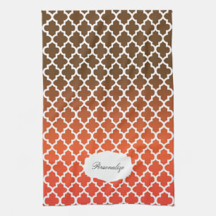 Quatrefoil Orange & Brown Blended Colours Kitchen Towel