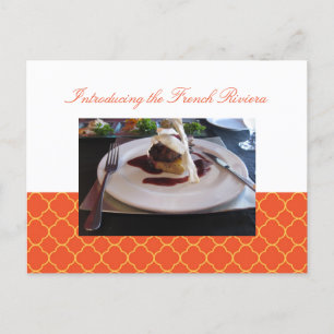Quatrefoil orange clover business event invitation postcard