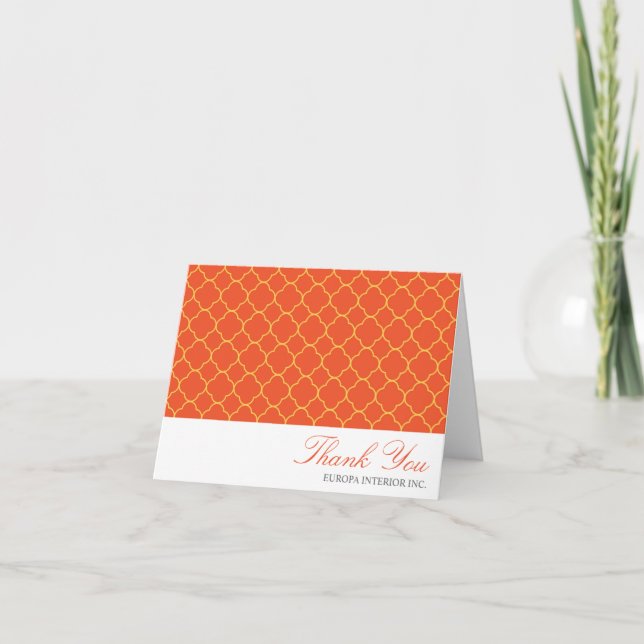 Quatrefoil orange trèfle motif merci note (Devant)