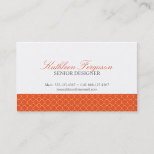 Quatrefoil orange yellow clover modern pattern business card