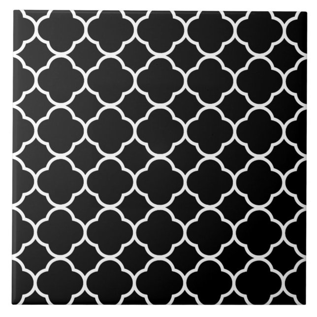 Quatrefoil Pattern Black Tile (Front)