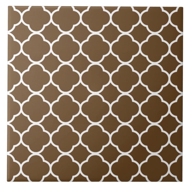 Quatrefoil Pattern Brown Tile (Front)