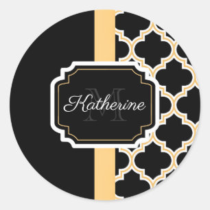 Quatrefoil Pattern Classic Round Sticker