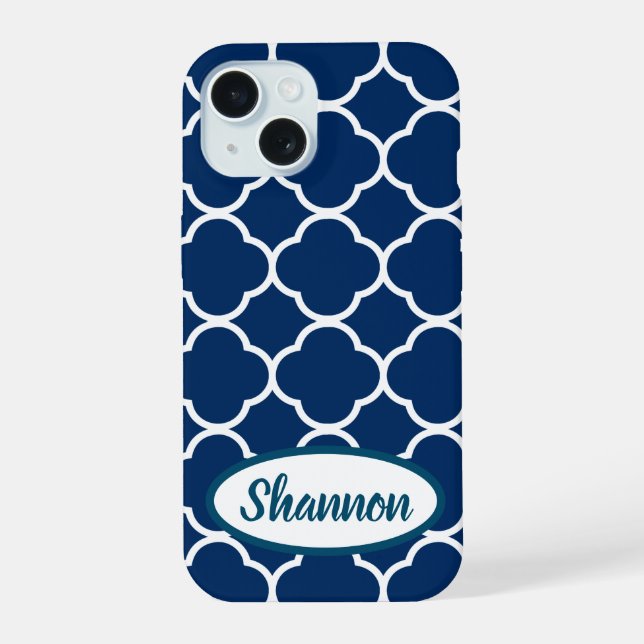 Quatrefoil Pattern Custom Template iPhone 15 Case (Back)