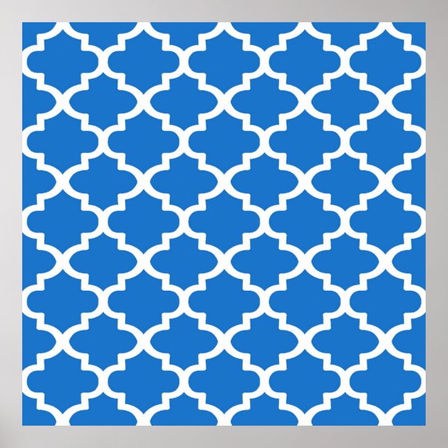 Quatrefoil Pattern In Classic Blue Poster (Front)