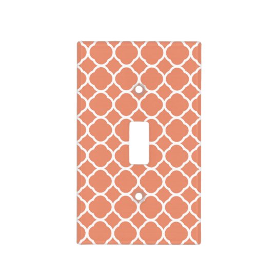 Quatrefoil Pattern in Coral and White Light Switch Cover