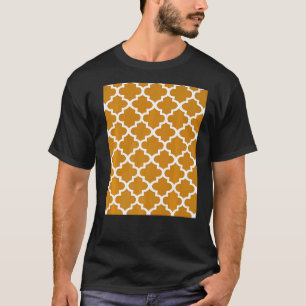 Quatrefoil Pattern In White Outline On Wheat Yello T-Shirt