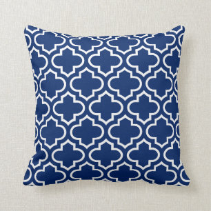 Quatrefoil Pattern Pillow in Royal Blue
